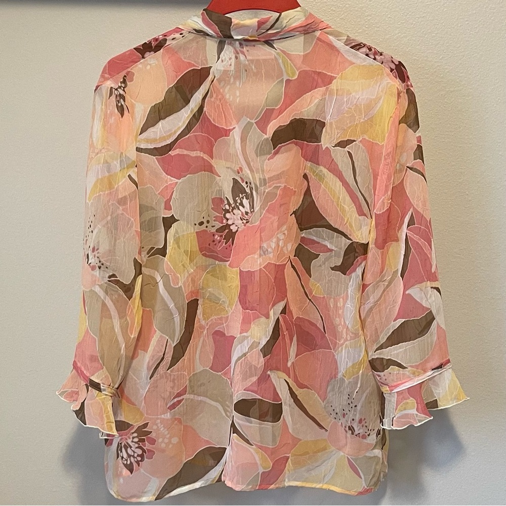 Alfred Dunner Sheer Floral Blouse - Size 12 - Picture 6 of 14